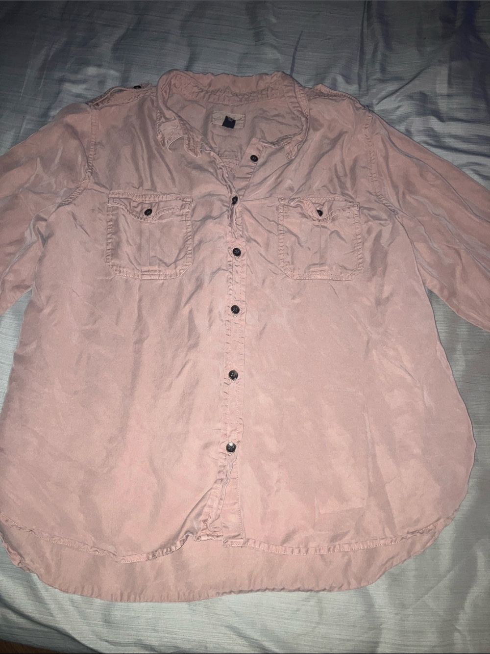 Light Pink Button-Front Shirt Jacket